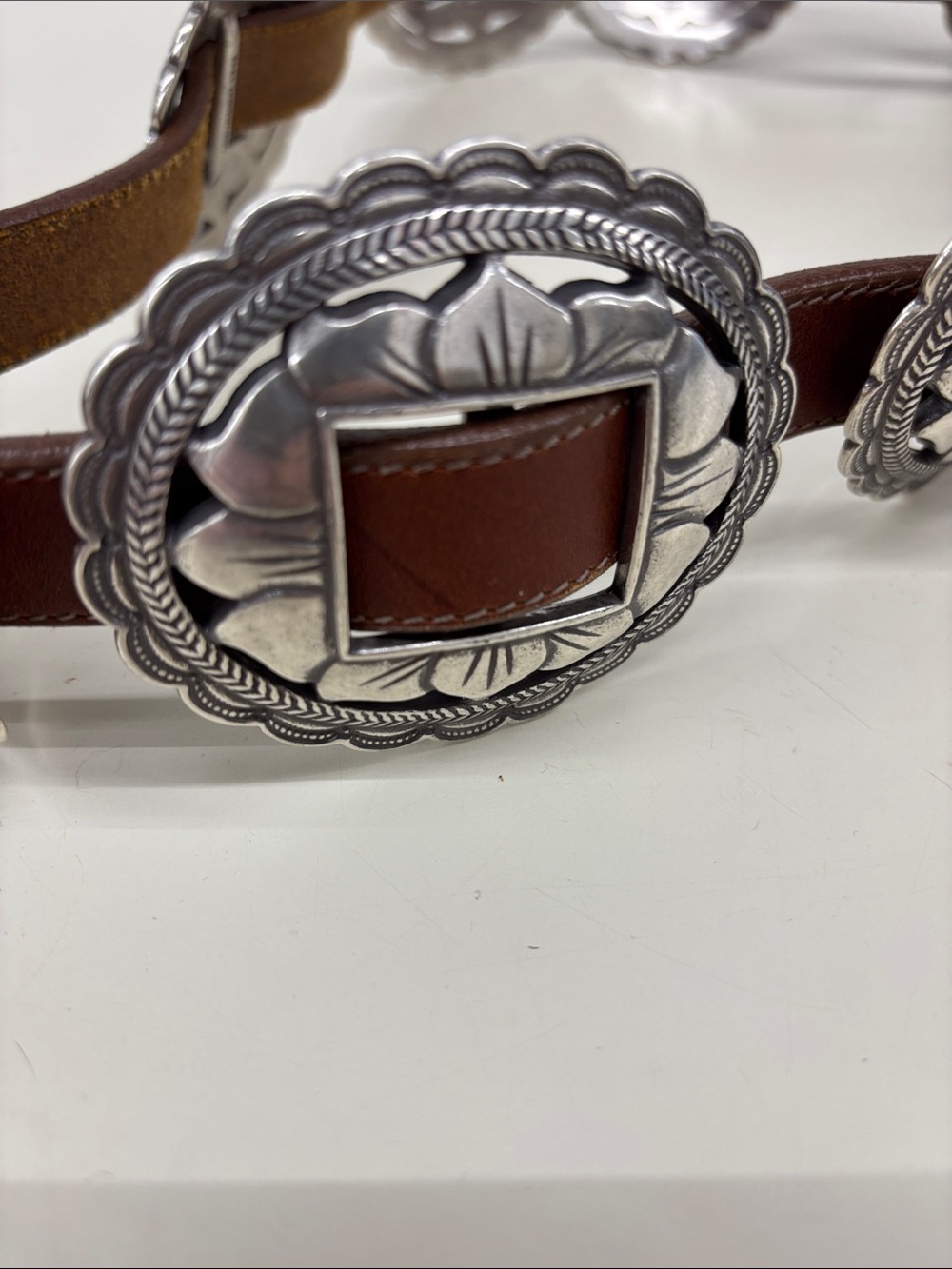 Brighton Women’s Brown Leather Sunflower Concho Belt - Picture 6 of 10
